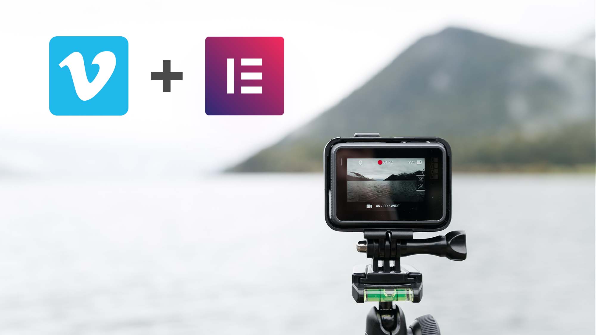 Vimeo and elementor icons next to video camera